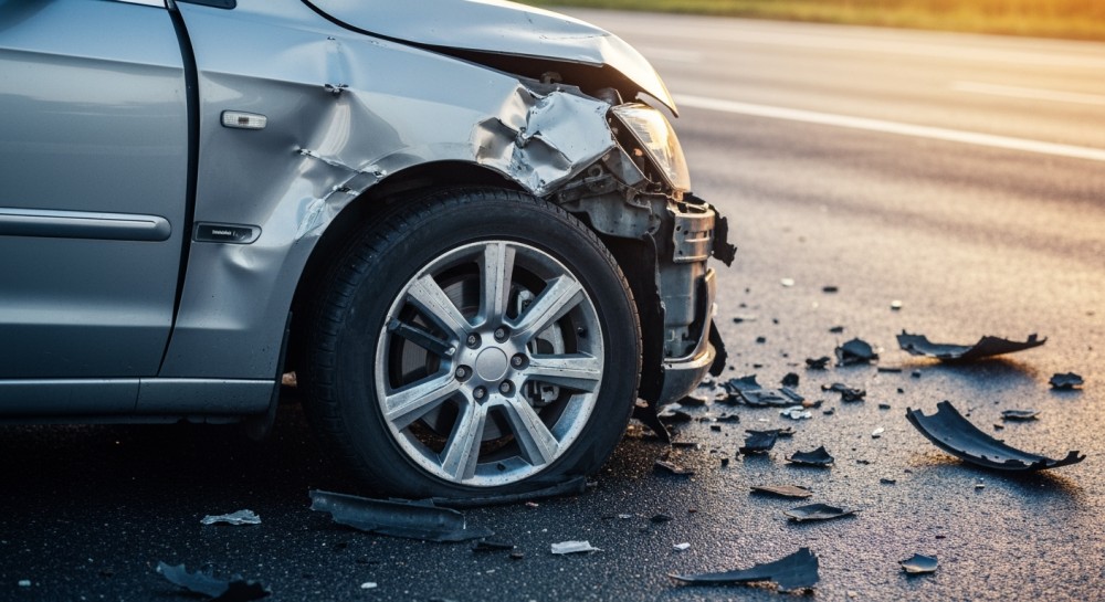 BMW wypadło z drogi na S7 i uderzyło w barierę