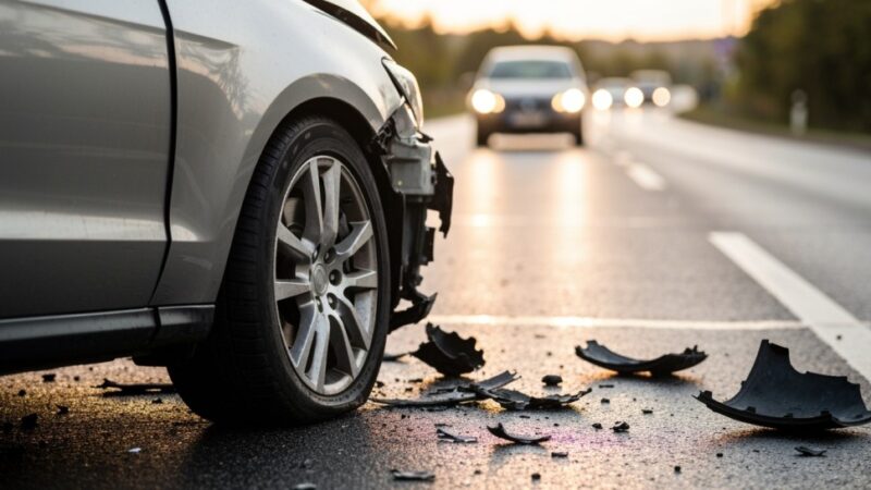 Ciężki wypadek w Mławie: kierowca i pasażer w szpitalu po przewróceniu auta