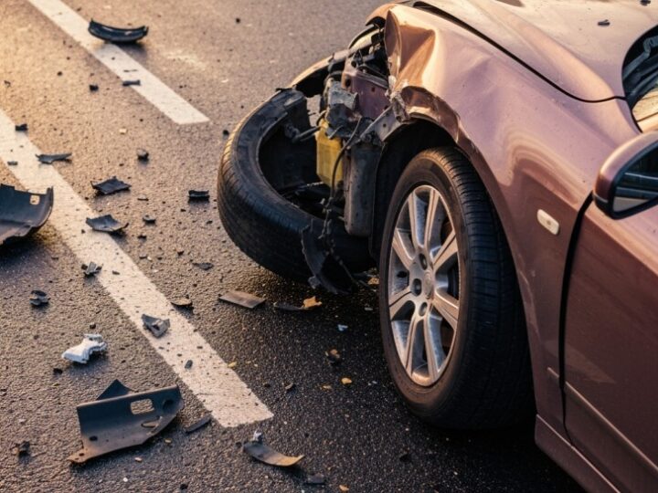 Kolizja na S7: Mitsubishi w rowie po zderzeniu z ciężarowym Volvo