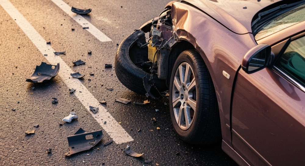 Kolizja na S7: Mitsubishi w rowie po zderzeniu z ciężarowym Volvo